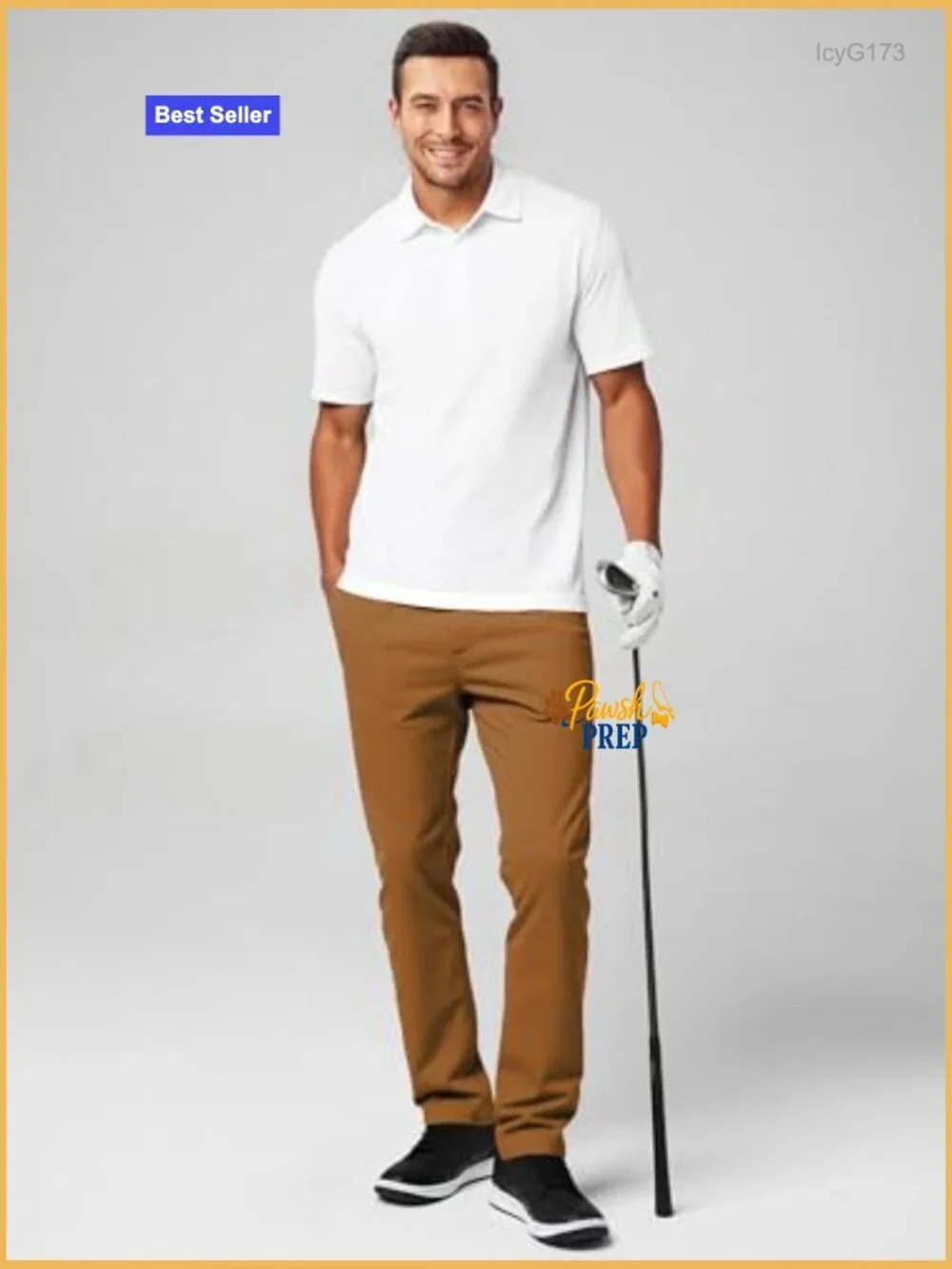 Chino Pants Elastic Waist Tapered Golf Trousers Slim Fit Twill Stretch Cotton